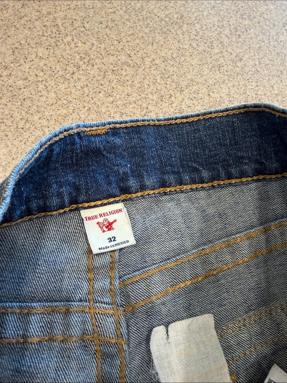 True Religion Two-Tone Blue Denim Jeans Ricky Relaxed Straight 32X31 - Picture 11 of 14